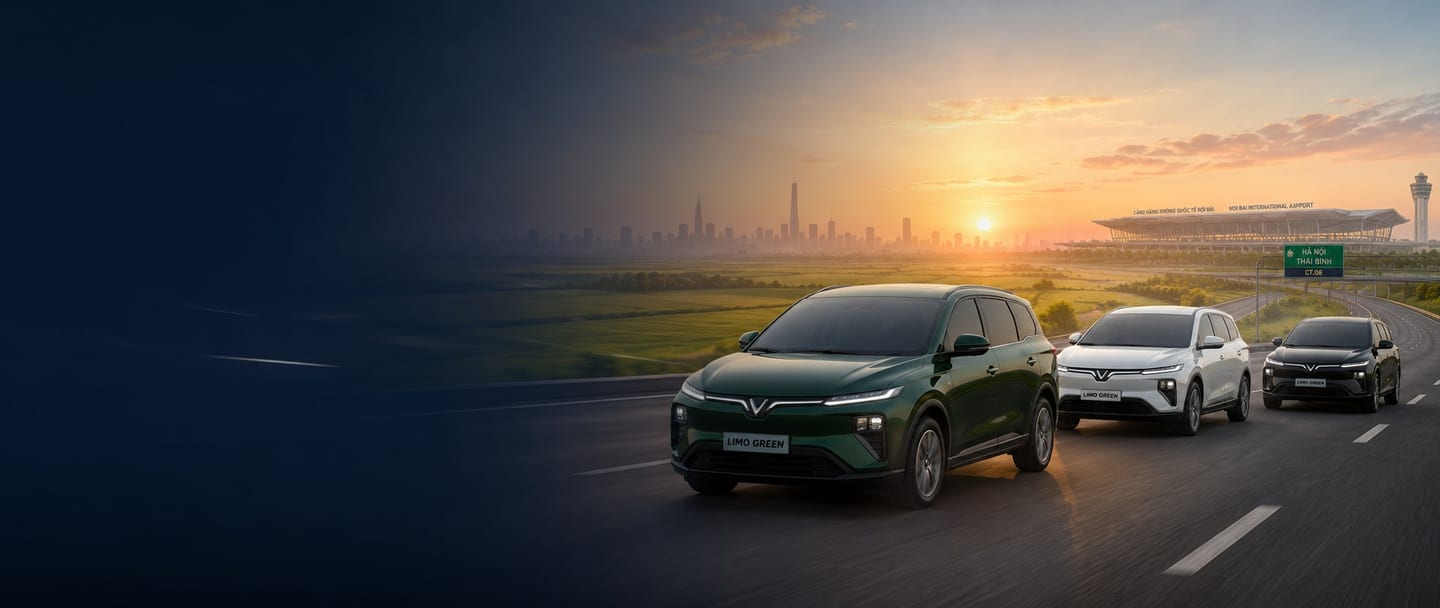 Xe Limo Green — dòng MPV điện 7 chỗ phục vụ tuyến Thái Bình ⇄ Hà Nội ⇄ Nội Bài